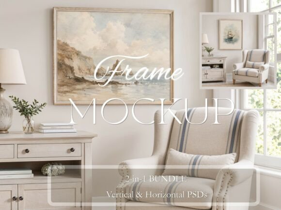 Download Coastal Wood Frame Mockup Armchair PSD - Wood Collection