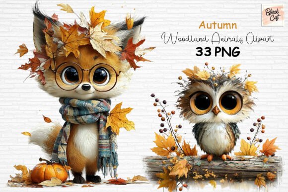 Download Autumn Woodland Animals Clipart Set PNG - Wood Collection