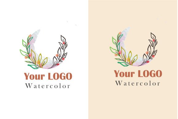 Download Watercolor Moon Botanical Logo - Watercolor moon Collection
