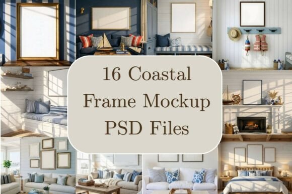 Download 16 Coastal Wood Frame Mockup Bundle - Wood Collection