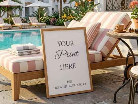 Download Wood Frame Mockup Resort Pool Mediterran - Wood Collection