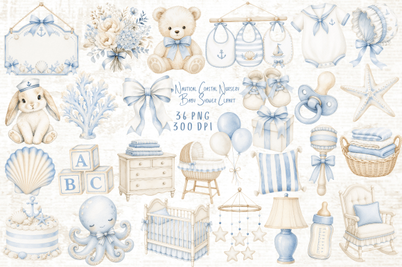 Download Nautical Nursery Baby Shower Clipart PNG - Nautical Collection