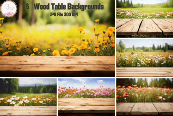 Download Wood Table Flowers Background Mockup - Wood Collection