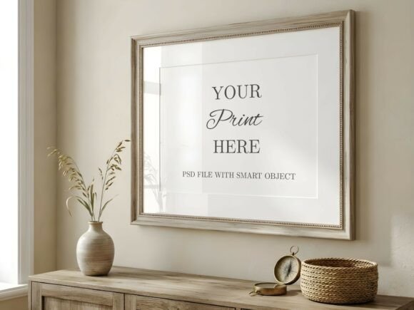 Download Horizontal Beige Wood Frame Mockup - Wood Collection