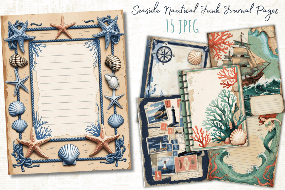 Download Seaside Nautical Junk Journal Pages - Nautical Collection