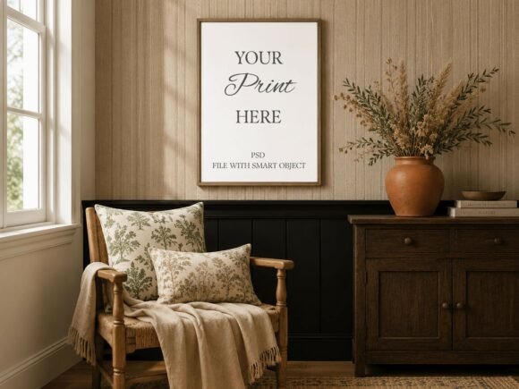 Download Wood Frame Mockup Vintage Poster Mockup - Wood Collection