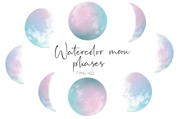 Download Watercolor Moon Phases,Moon Phases Clip - Watercolor moon Collection